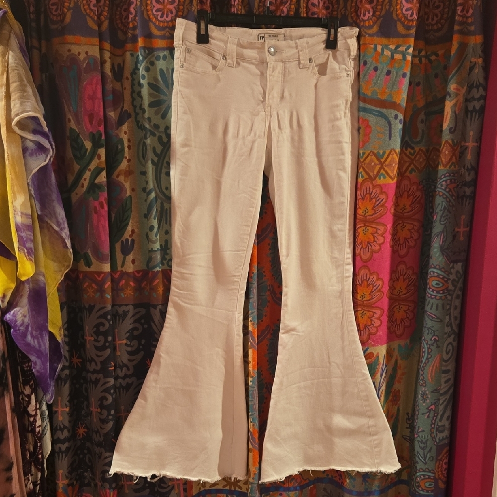 Free People White Flare Jeans